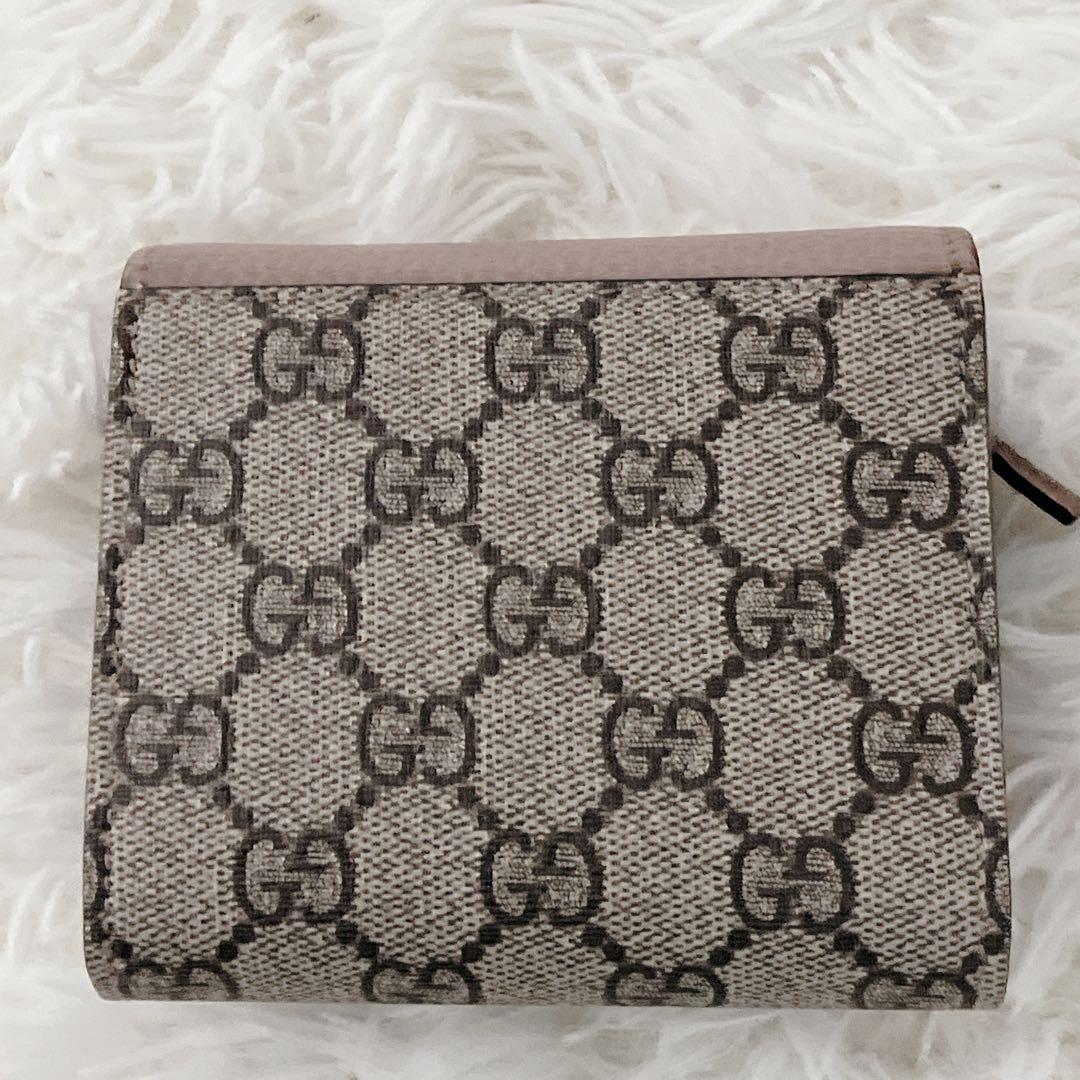 美品 GUCCI 財布 ピンク GGマーモント二つ折り スプリーム バイカラー