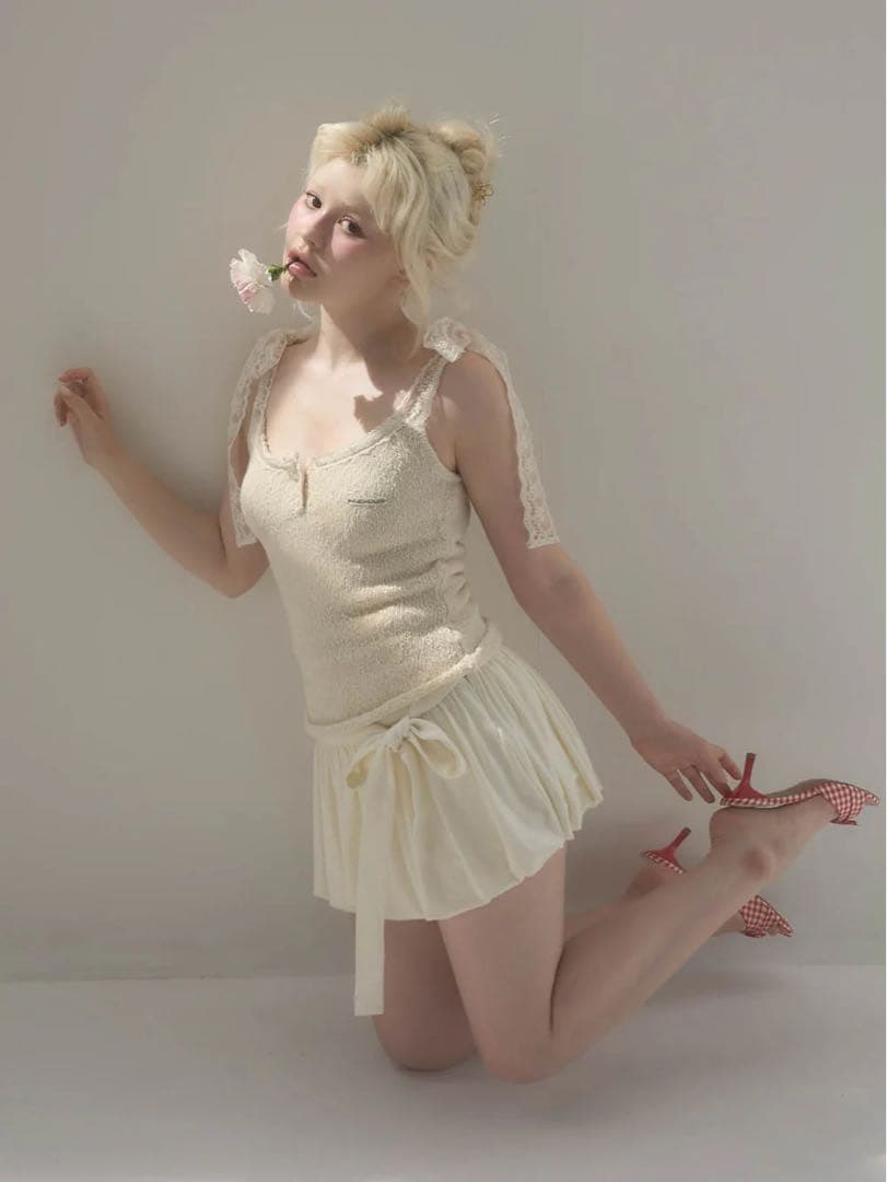 andmary Cotton ribbon tank ivory 新品未使用