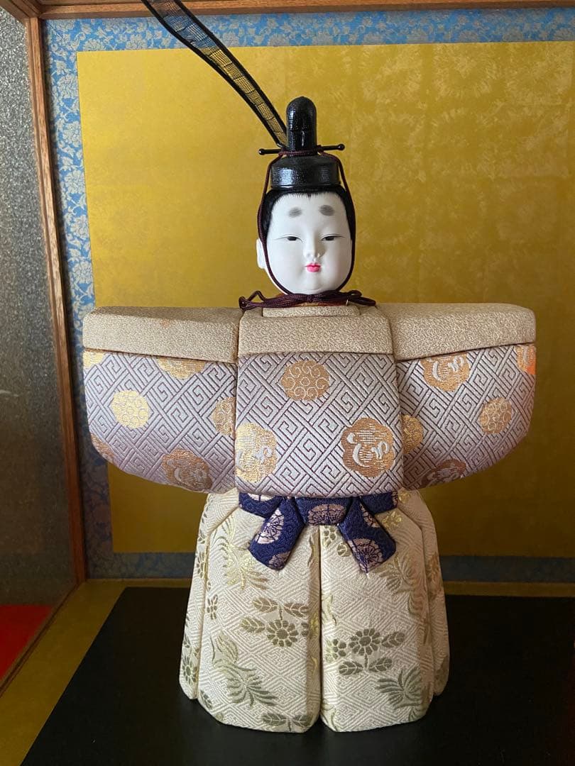 お雛様　木目込み　立ち雛　ガラスケース付き