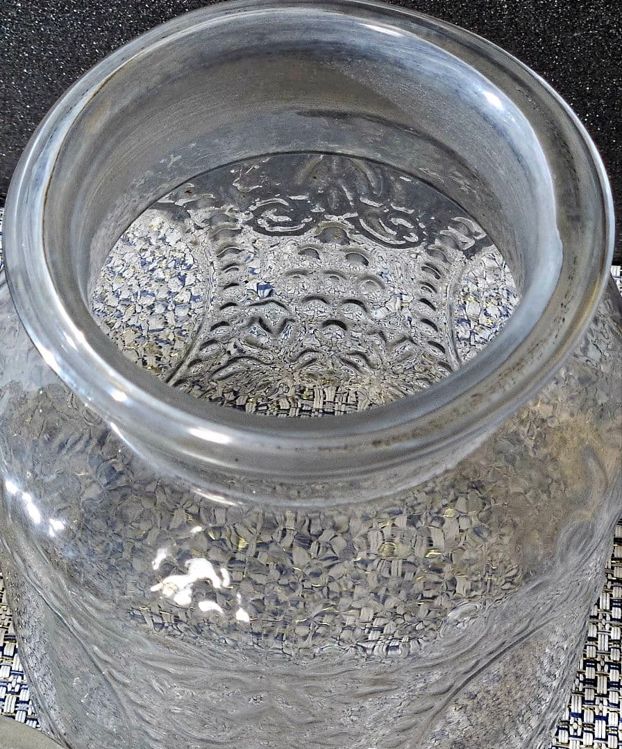 大正～昭和初期　大阪 島田硝子製 蓋付 ガラス瓶　飴屋瓶　砂糖瓶　キャンディ入れ