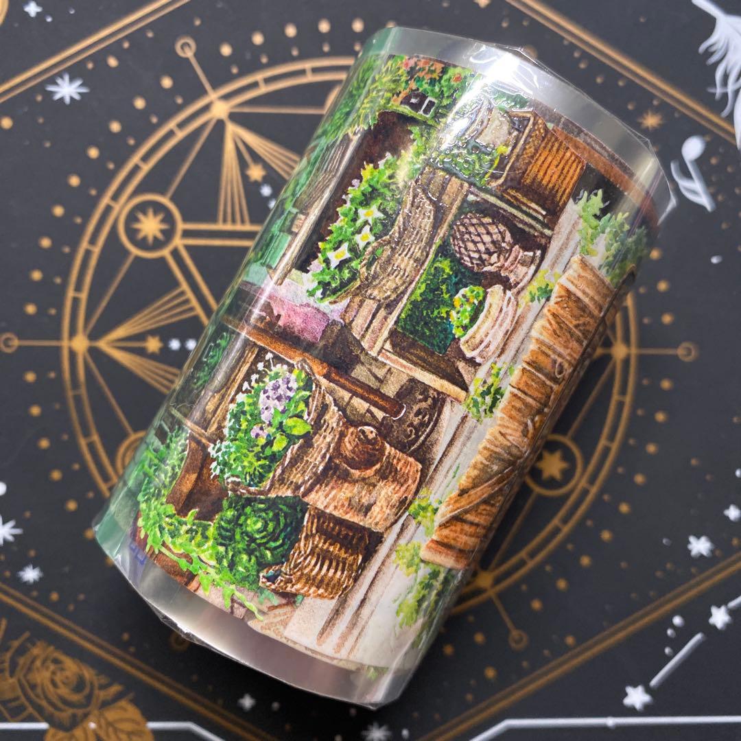 【8896】海外　マステ　3/5/巻　PETマスキングテープ　お店　街景色　植物