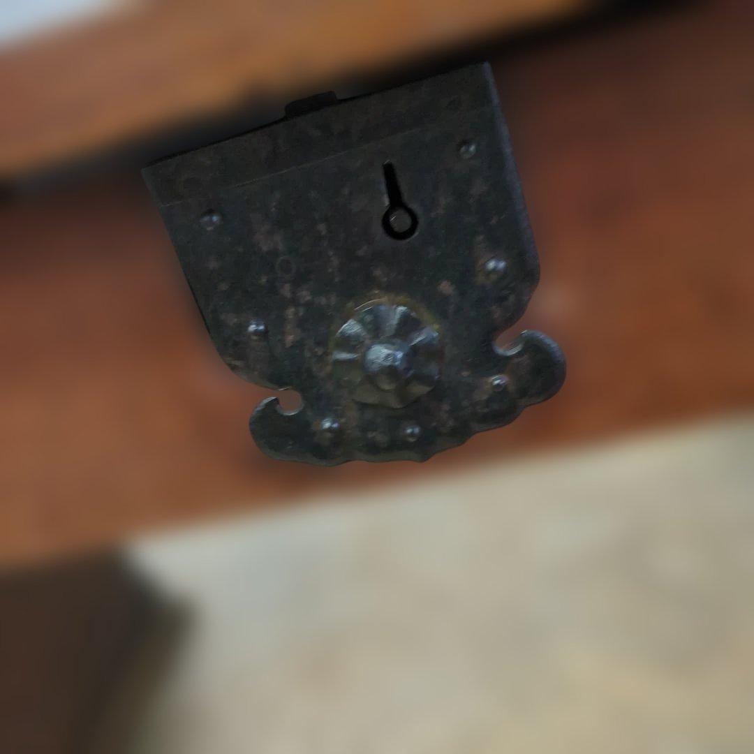 骨董 文机 机 テーブル 木製 引き出し 飾り台　金具 机 台 レトロ