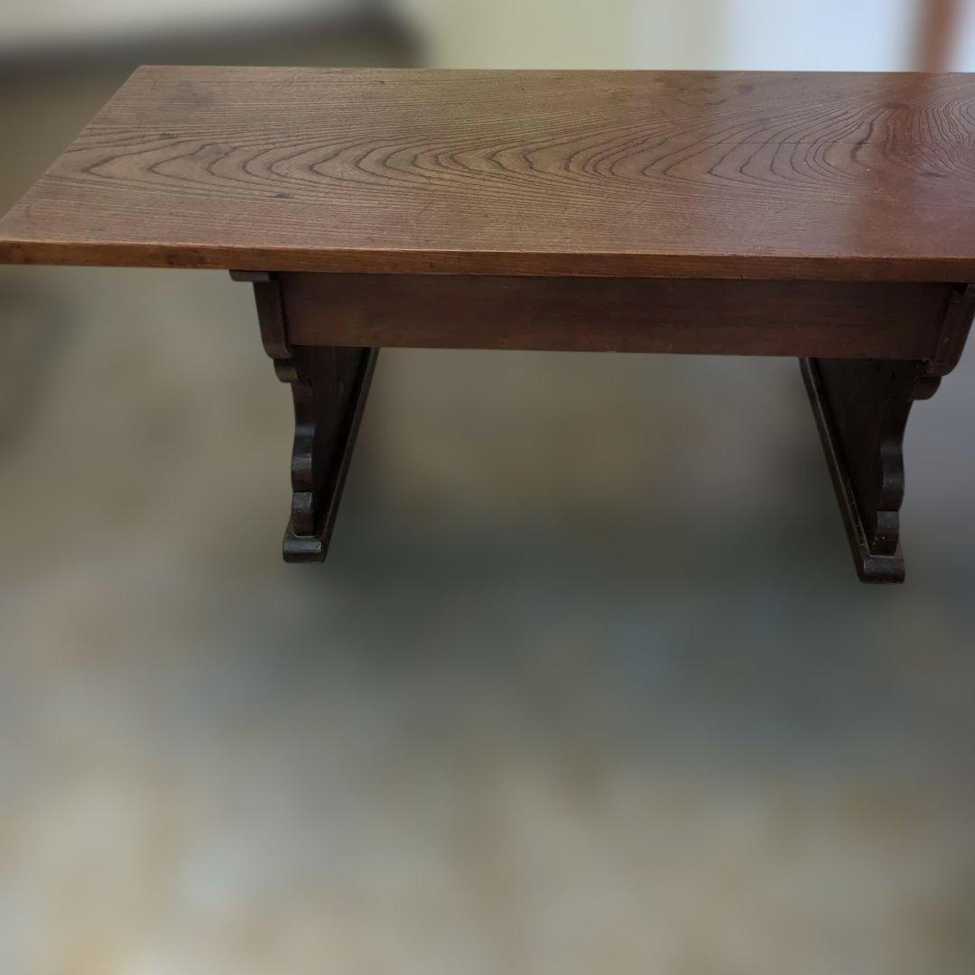 骨董 文机 机 テーブル 木製 引き出し 飾り台　金具 机 台 レトロ