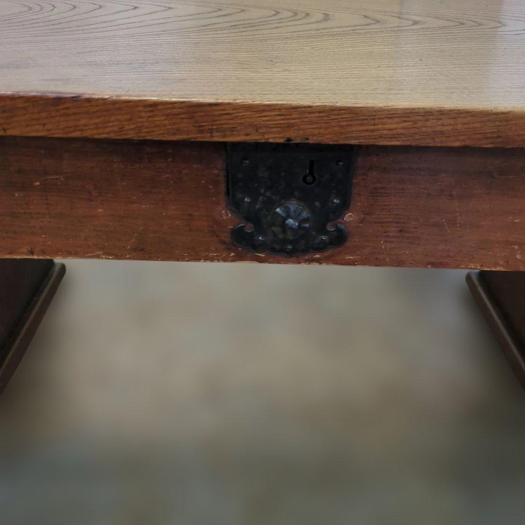 骨董 文机 机 テーブル 木製 引き出し 飾り台　金具 机 台 レトロ