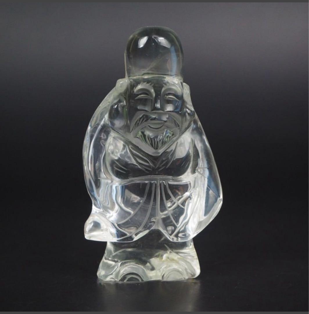 送料無料　透明感よい天然水晶　寿老人　高　7.5ｃｍ　重96ｇ　本物保証