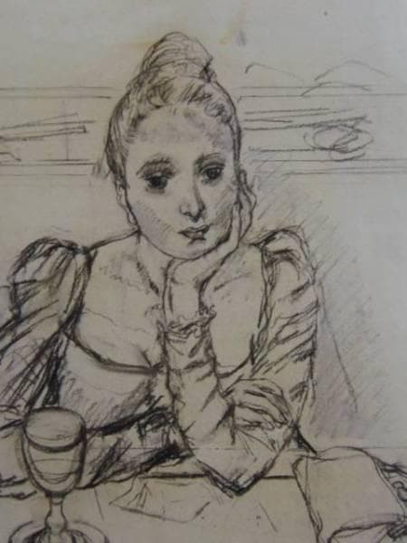 藤田嗣治、【カフェ】、希少画集画、新品高級額・額装付、状態良好