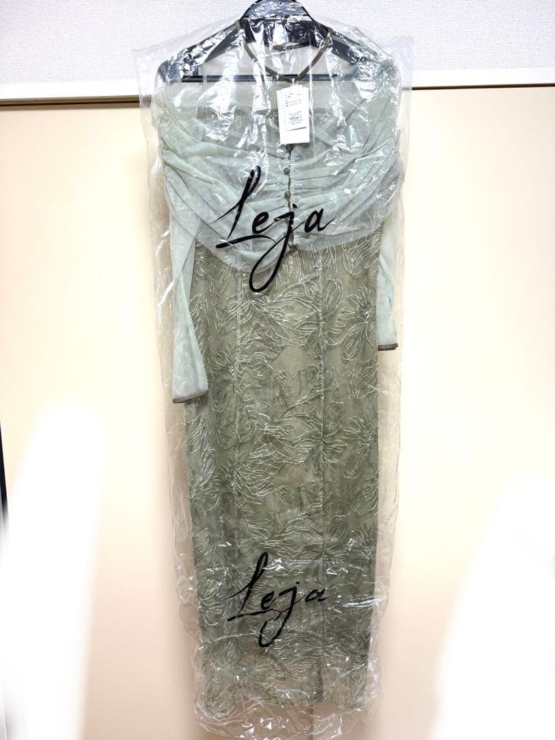 LEJA-チュールオフショルダー花柄Iラインワンピースドレス 結婚式 レディース