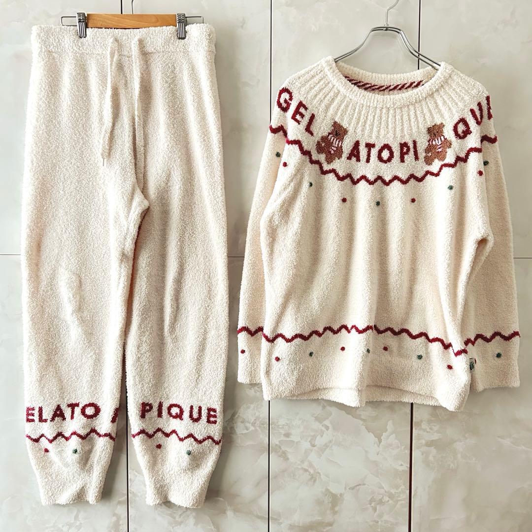 ジェラートピケHOLIDAYクマ柄ノルディックジャガードプルオーバー＆パンツ