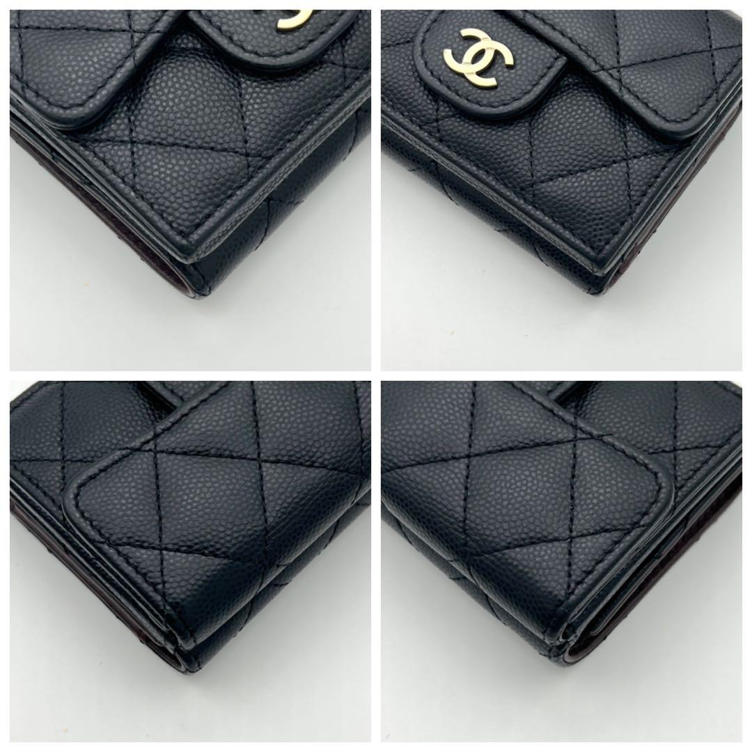 【FA♡様】シャネル マトラッセ キャビアスキン 三つ折り財布 ブラック 黒