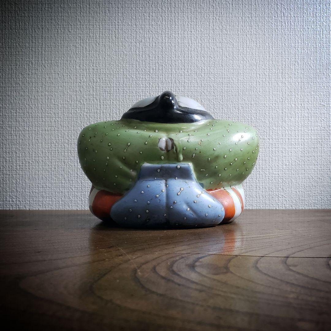 福助　置物　アンティーク 古い 福助人形 手招き 縁起物 商売繁盛 色絵 時代品