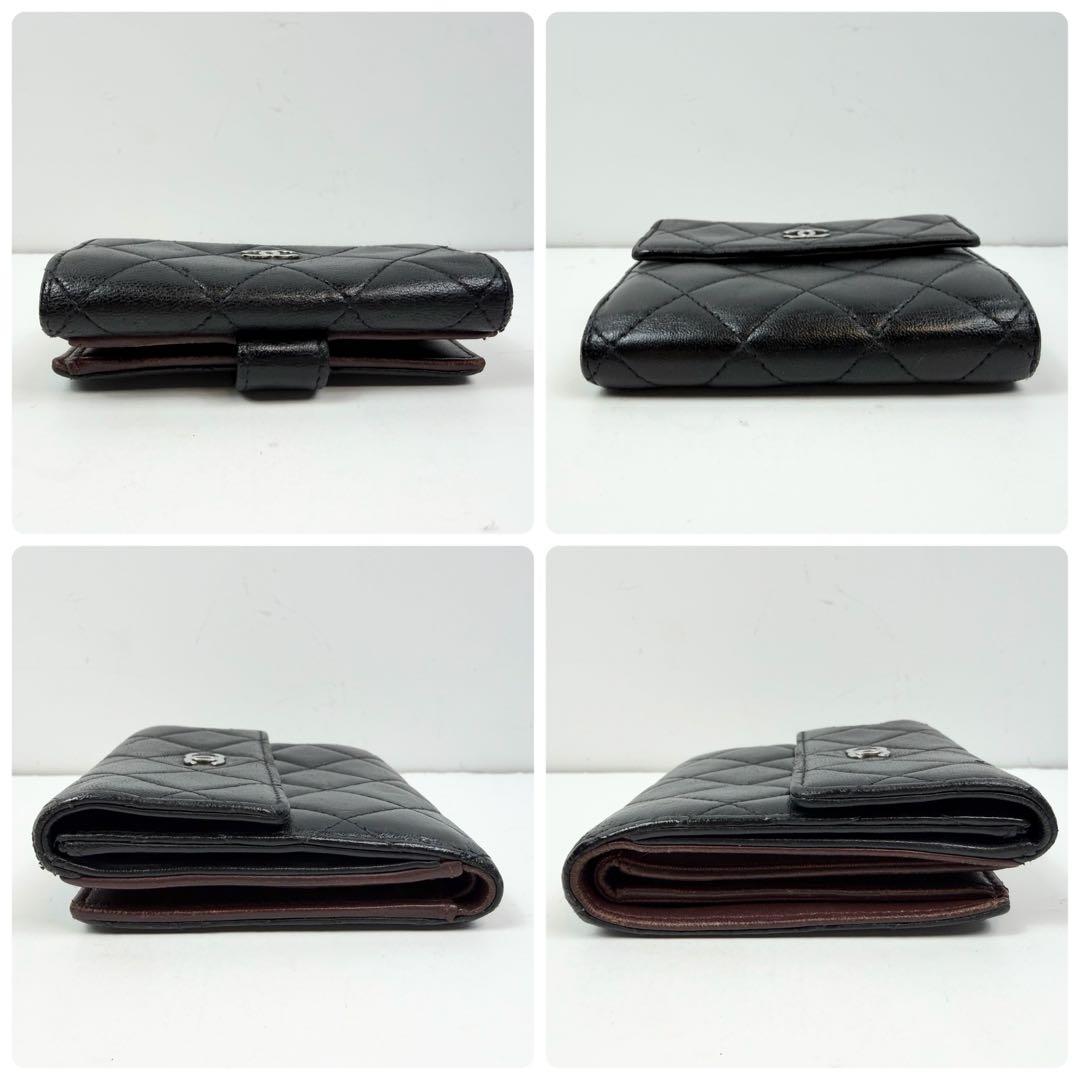 CHANEL ラムスキン Wホック 二つ折り財布 シャネル 箱付き