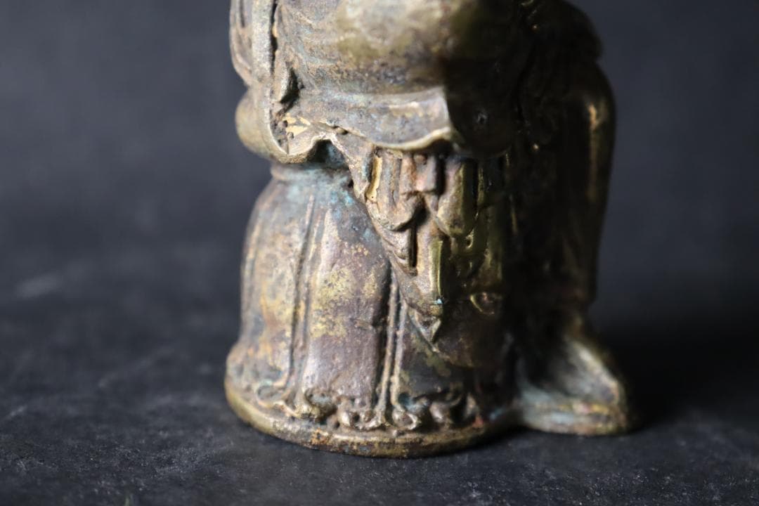 朝鮮仏教美術 銅製鍍金 弥勒菩薩半跏思惟像 11.5㎝ 時代古玩