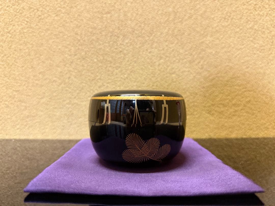 加賀蒔絵　村田百川　〆かざり蒔絵　平棗　共箱　 内梨地