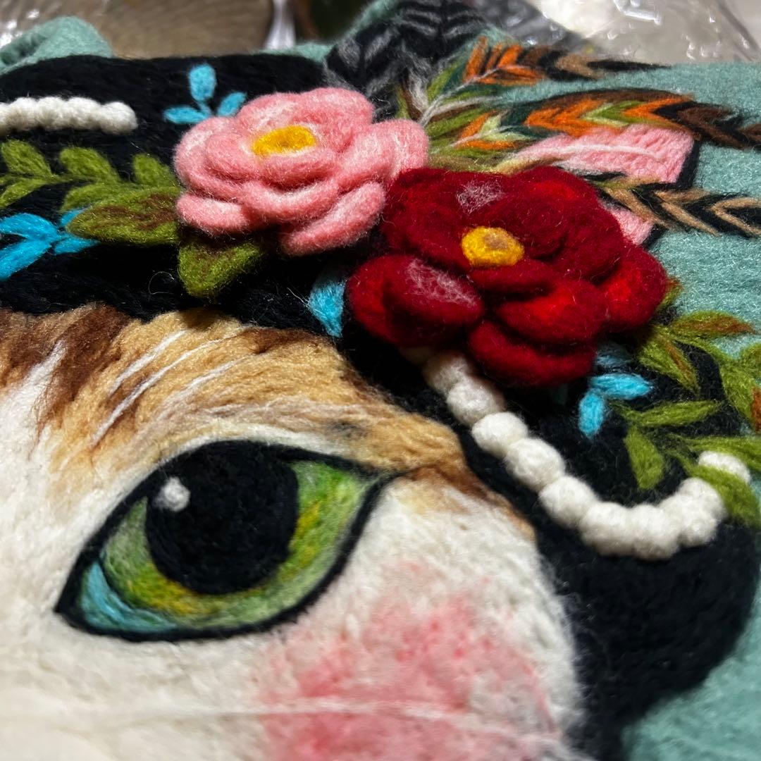 【レア❤️】ショルダータイプ　羊毛立体フェルトバッグ　ハンドメイド　猫バッグ　A4