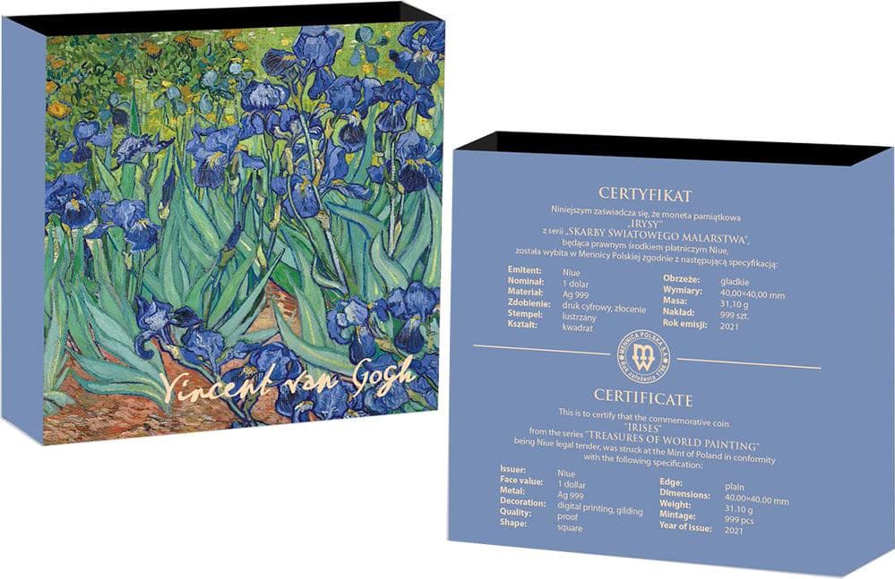 ニウエ　2021年　銀貨　1ドル　 アイリス　ゴッホ作 @2-23