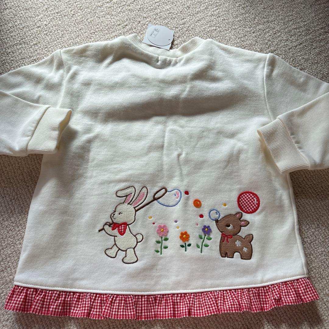 ミキハウス　mikihouseチエコサクウサギ刺繍付きトレーナー　90cm