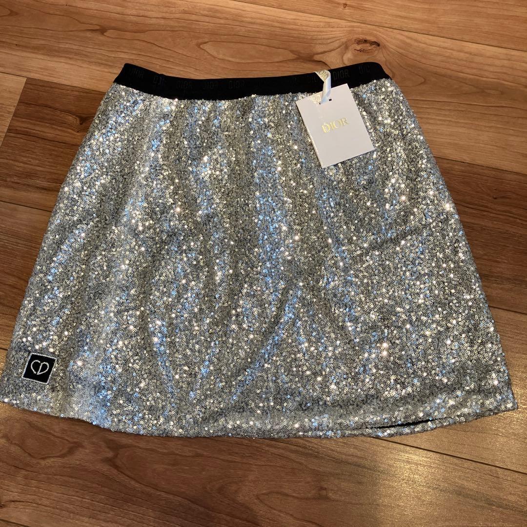 Dior シルバー スパンコール ミニスカート 13A