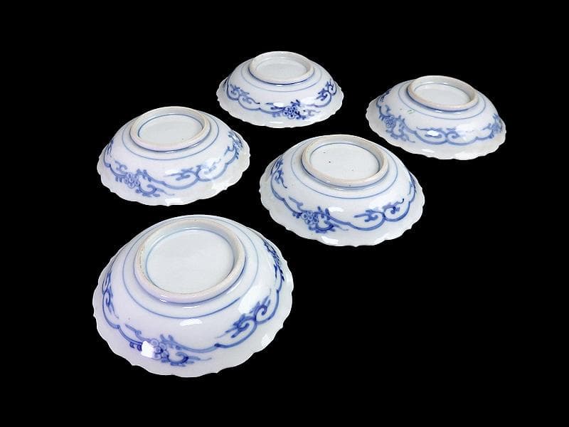 大聖寺伊万里　金襴手　金唐草に亀甲紋の図　４寸皿　５枚　A542AS-DAy