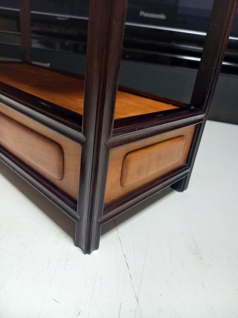 希少　明治期　指物細工　黒檀　良杢　隠し箱　からくり　飾り棚