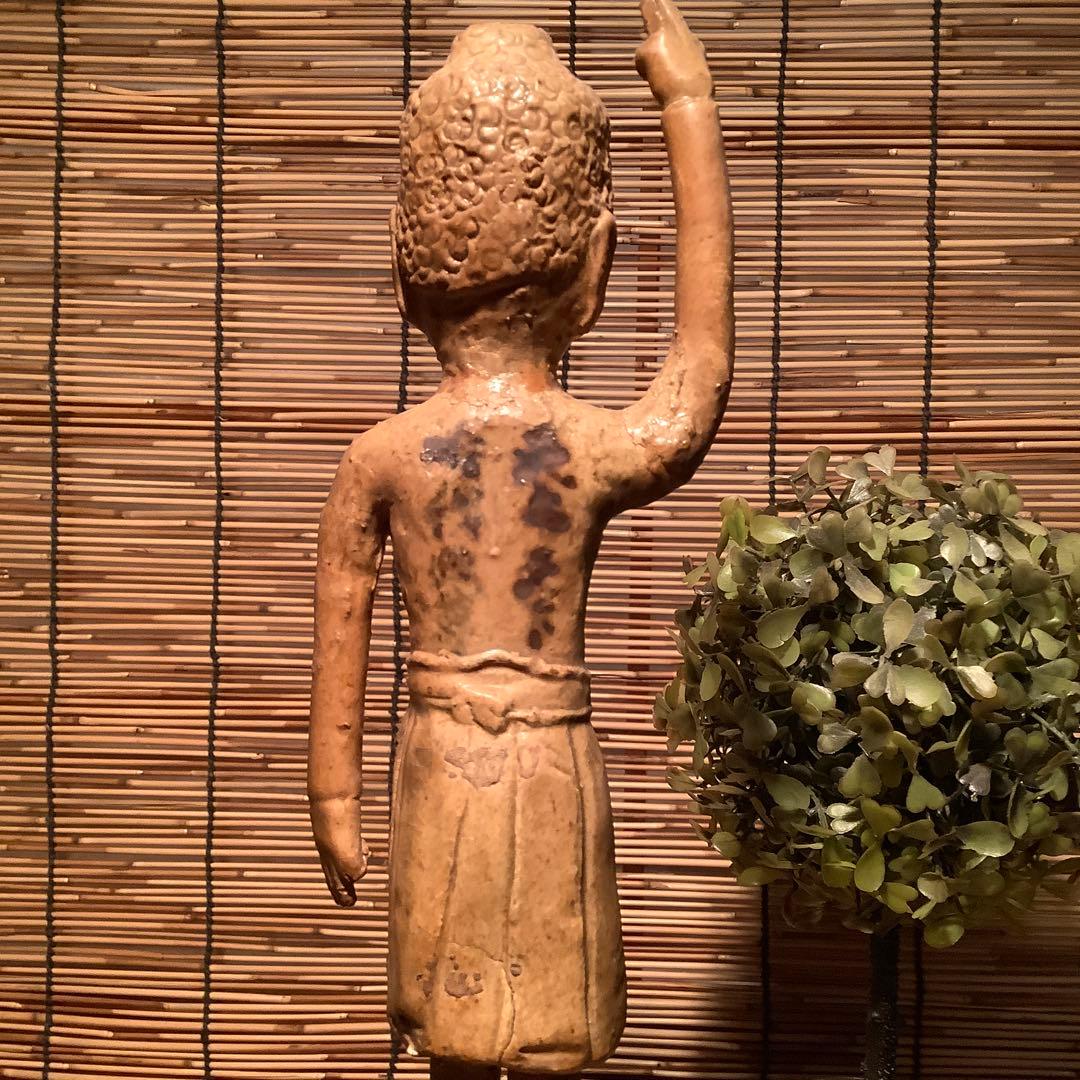 古玩・明治期「釈迦誕生仏」天上天下唯我独尊・諸行無常・一切皆苦・寺院仏閣・素焼