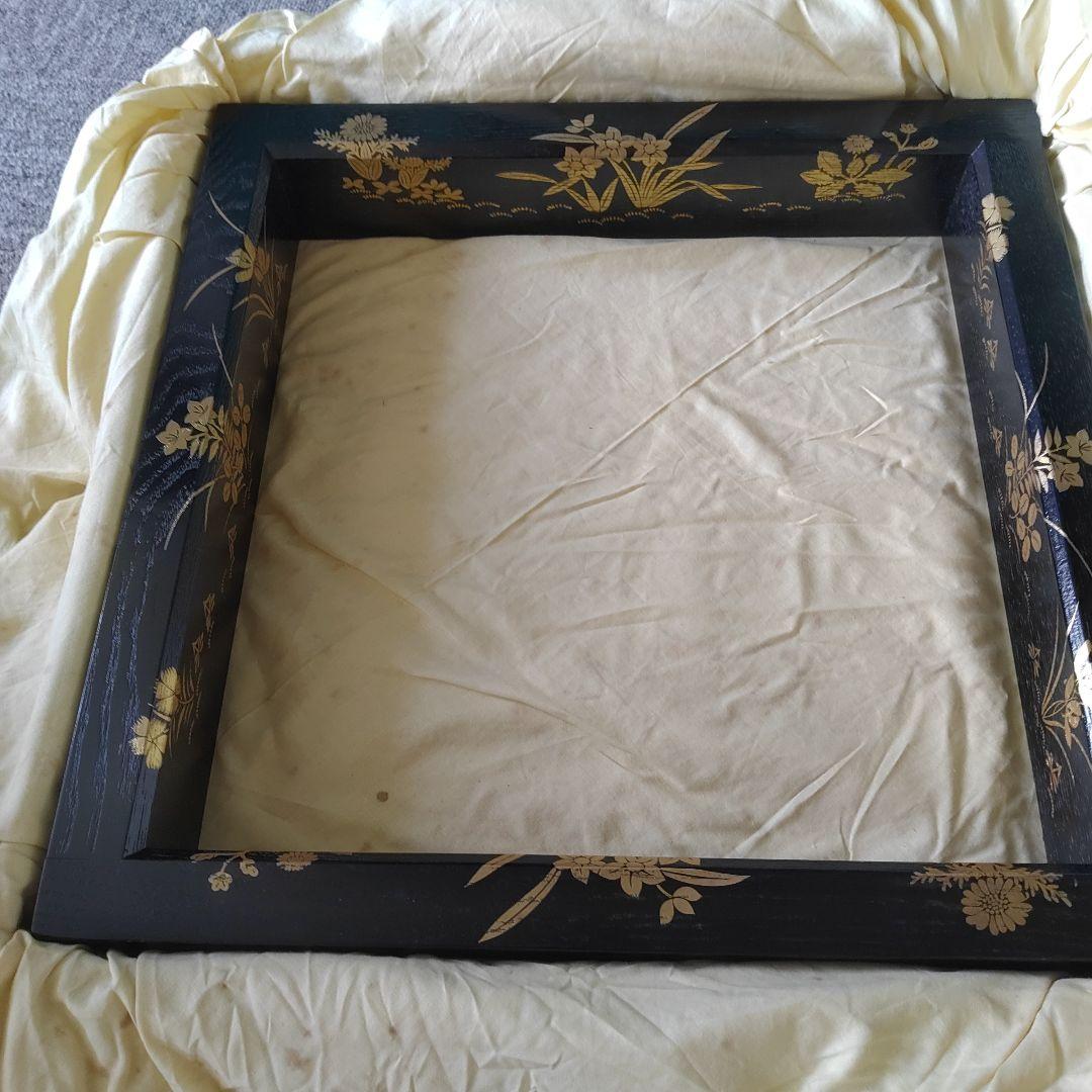 漆塗り金蒔絵（きんまきえ）炉縁／釜縁　草花文様（和風木製フレーム）