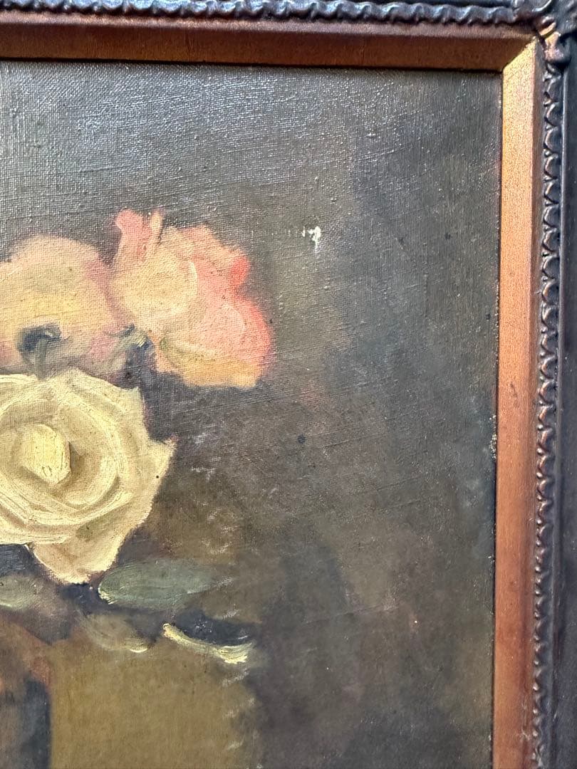 1933年油彩画 【薔薇】R.hagimoto 後藤氏所藏 F8 送料込み