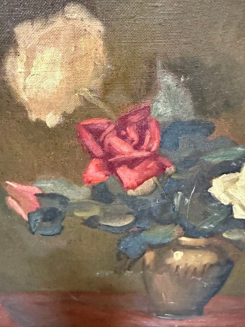 1933年油彩画 【薔薇】R.hagimoto 後藤氏所藏 F8 送料込み