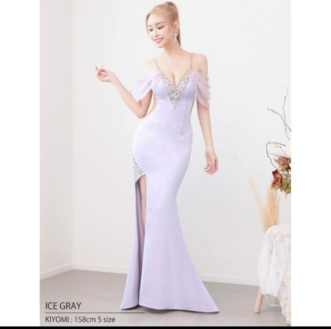 ラベンダー オフショルダードレス Mサイズ