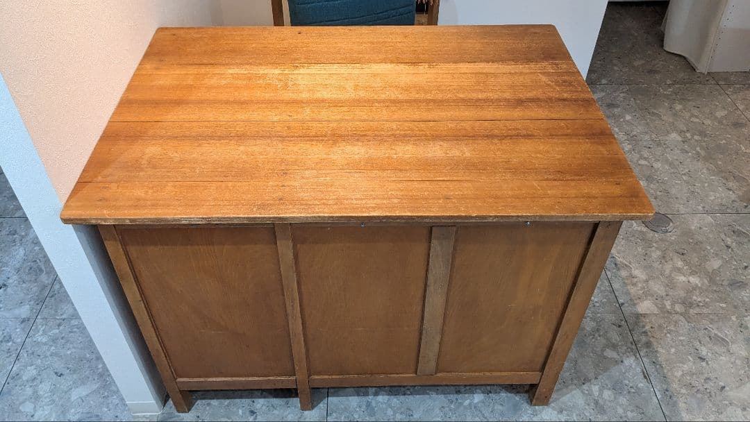 【昭和レトロ】木製机 デスク 引き出し付き アンティーク 古道具 5引き出し