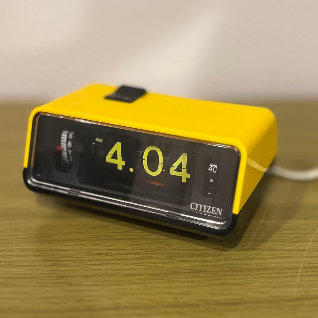 【メンテ済・動作正常】CITIZEN パタパタ時計 ハイリーフ・カーチス黄色