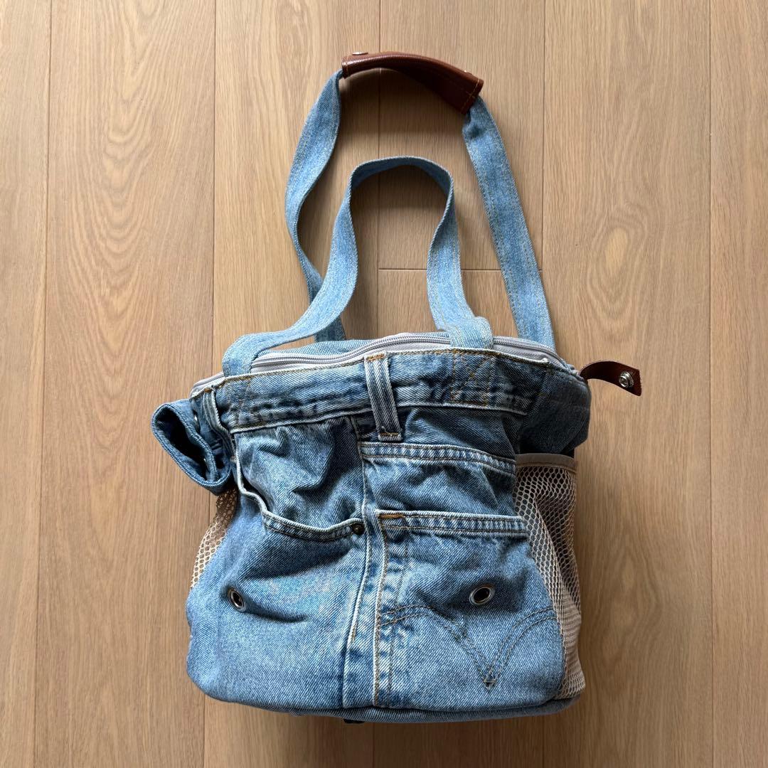 ルシアンエサヨ 2WAY タンブール TMサイズ デニムリメイク キャリーバッグ