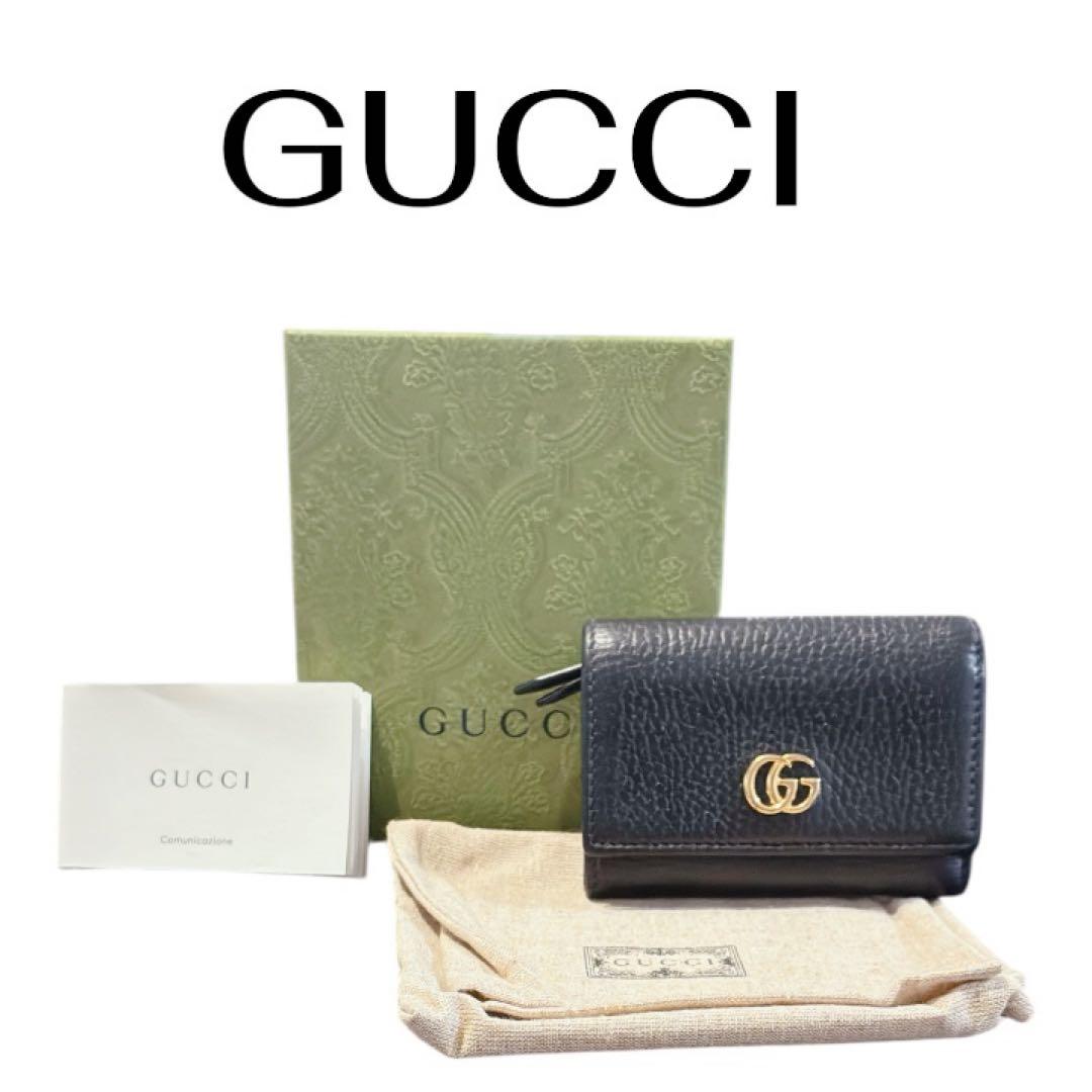 グッチ GUCCI GGマーモント コンパクトウォレットミニ　三つ折り財布レザー