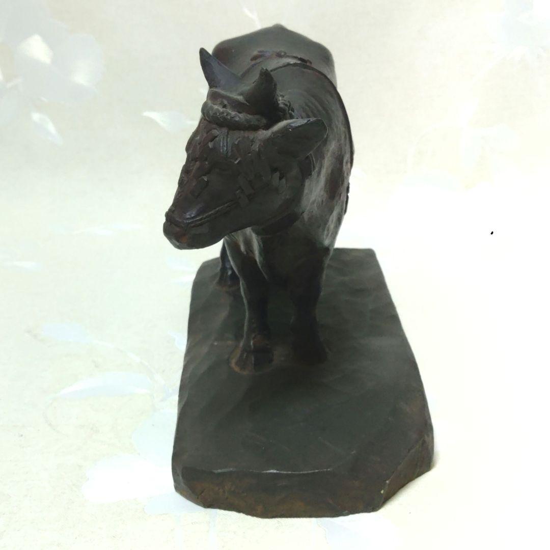 和牛　古銅製　牛　丑　在銘　家紋　置物　作家　　ミ10