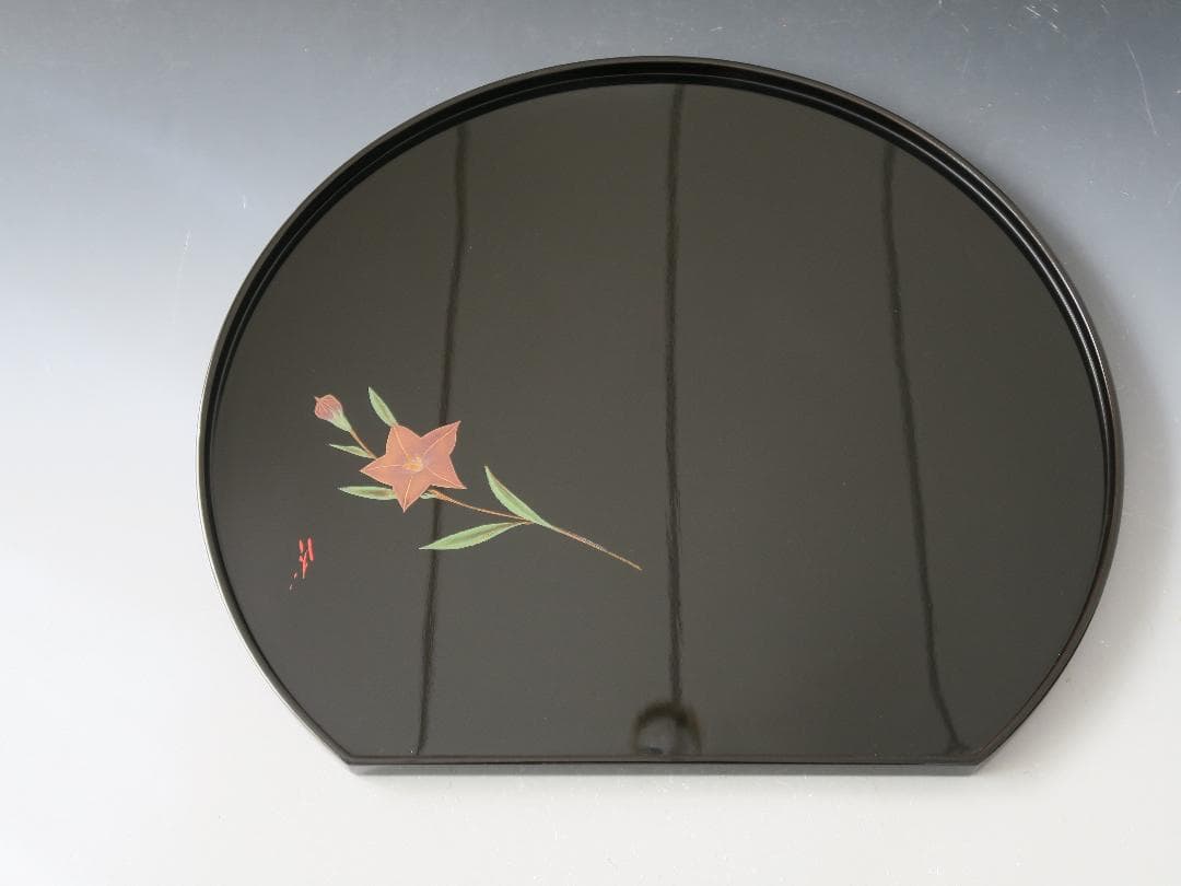 【輪島塗】卓上膳 名匠五作家 絵替蒔絵 十三寸 天然木 五客揃 半月盆 共箱