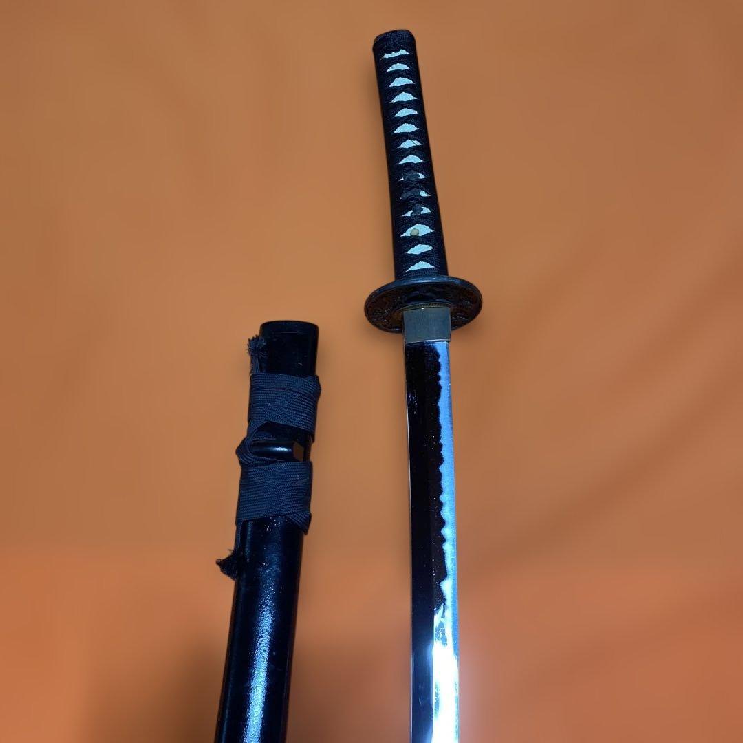 割安模造刀 黒柄 雲龍楕円鍔 黒呂鞘