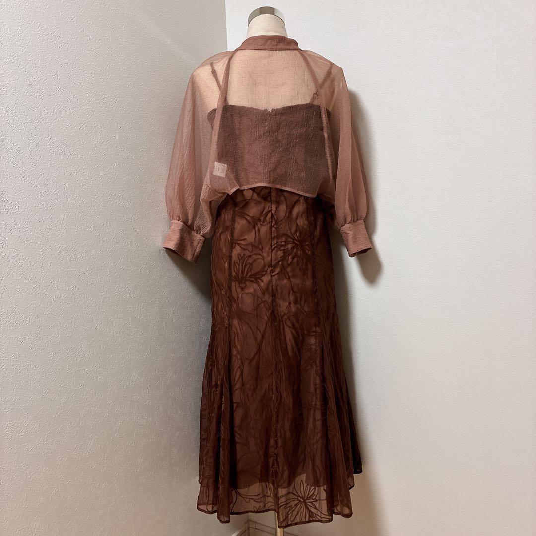 kanaカナ　nianaブラウン　ボウタイリボンボレロキャミワンピセットドレス