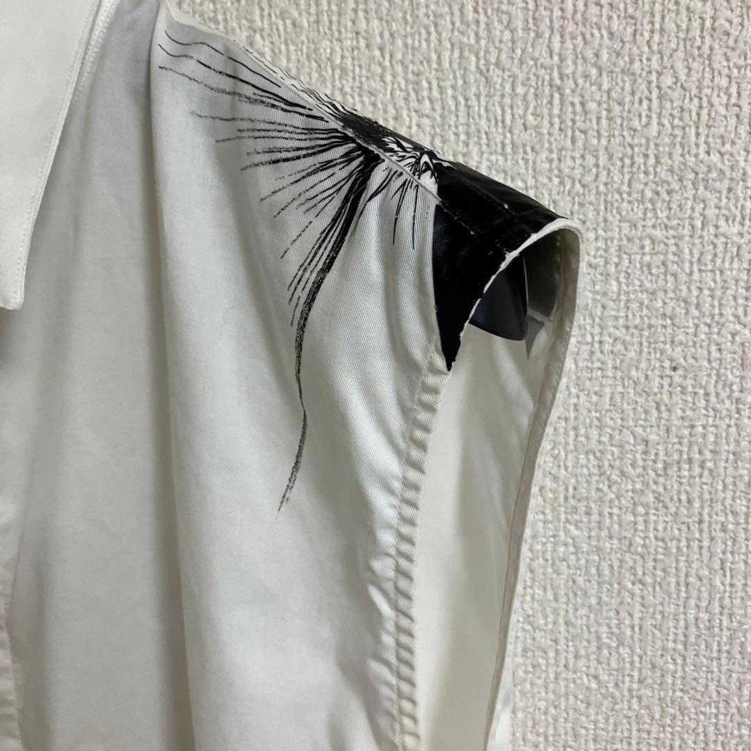 希少レア　Dior ノースリーブシャツ　白　ペイント　38　ディオールオム