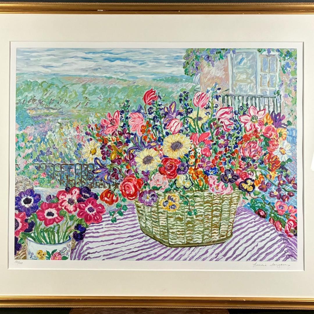 レスリー・セイヤー「ガーデン・ロマンス」シルクスクリーン 大作 直筆サイン入