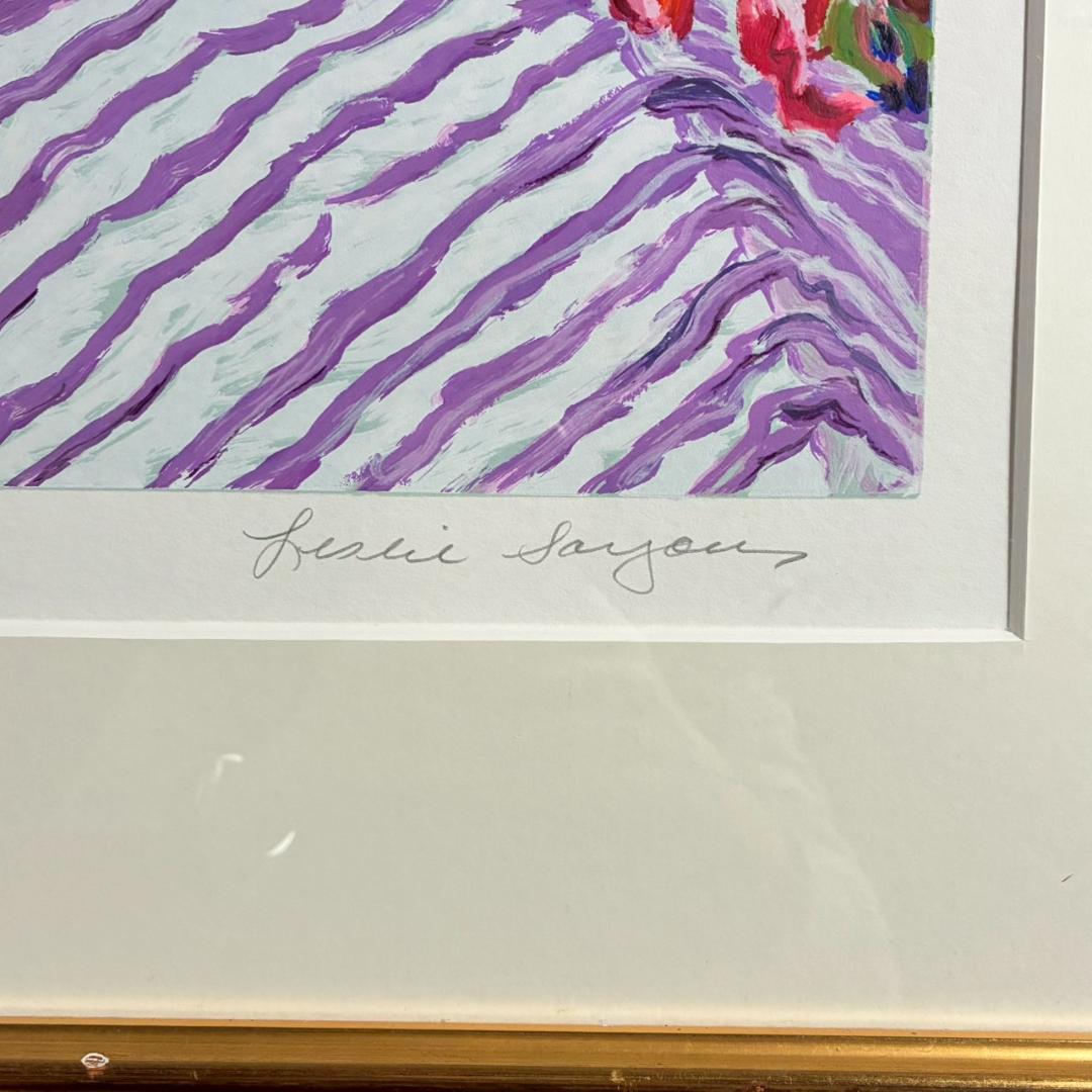 レスリー・セイヤー「ガーデン・ロマンス」シルクスクリーン 大作 直筆サイン入