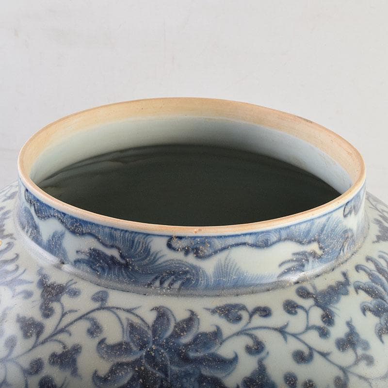 中国　青花　花弁神獣文　花瓶　壺　C　8943A