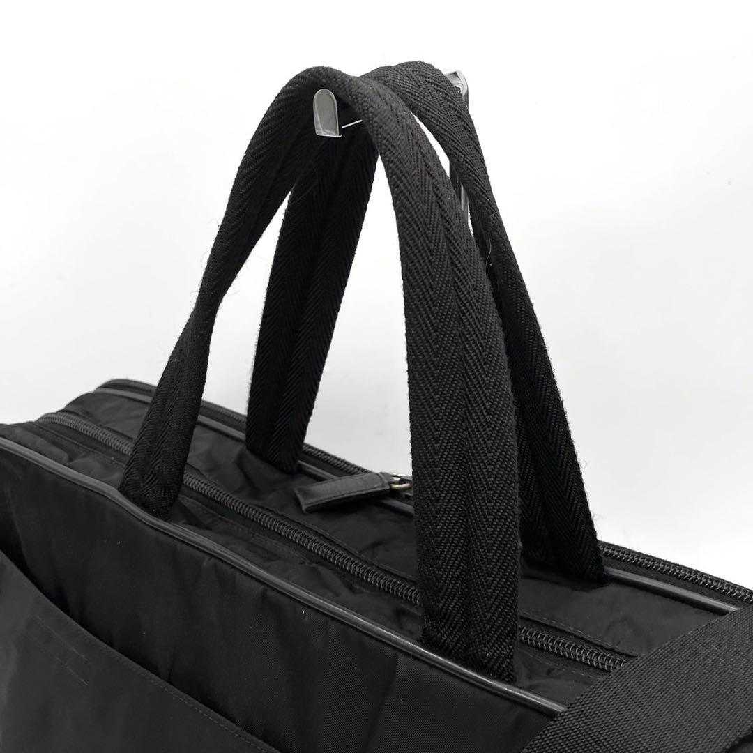 【美品】プラダ 三角ロゴ 2way ビジネスバッグ 斜め掛け プレート ブラック