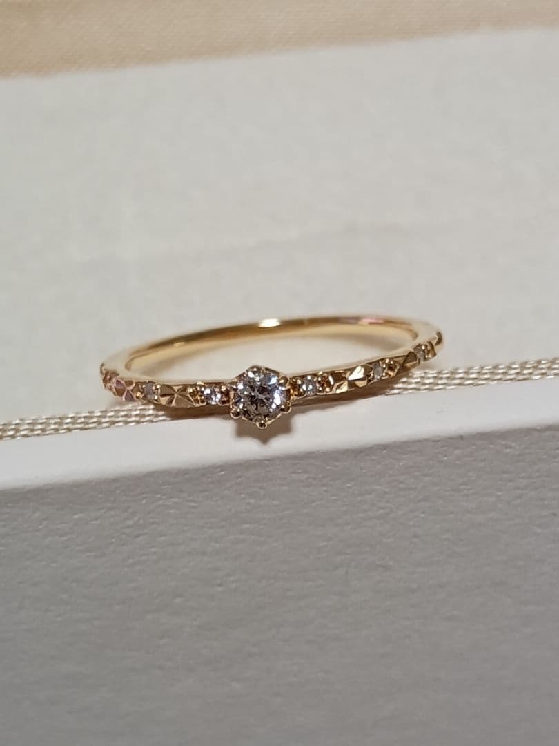 サマンサティアラ 18金 ゴールド ダイヤモンド カットデザイン リング 10号