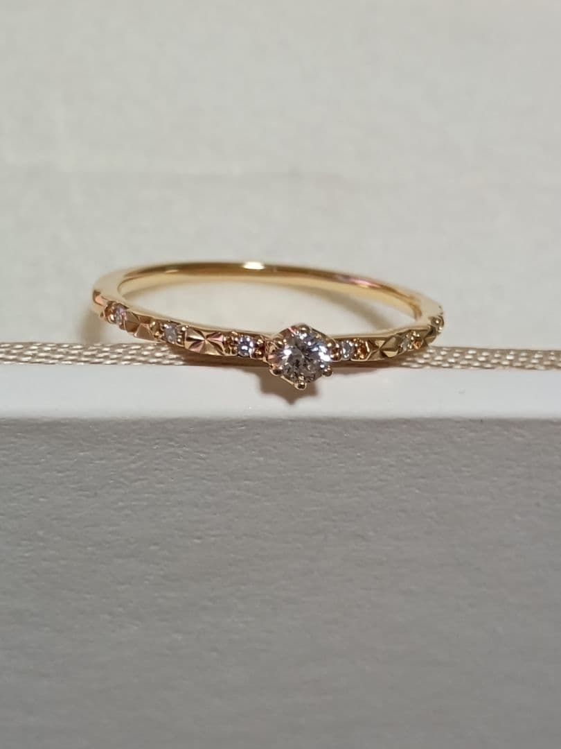 サマンサティアラ 18金 ゴールド ダイヤモンド カットデザイン リング 10号