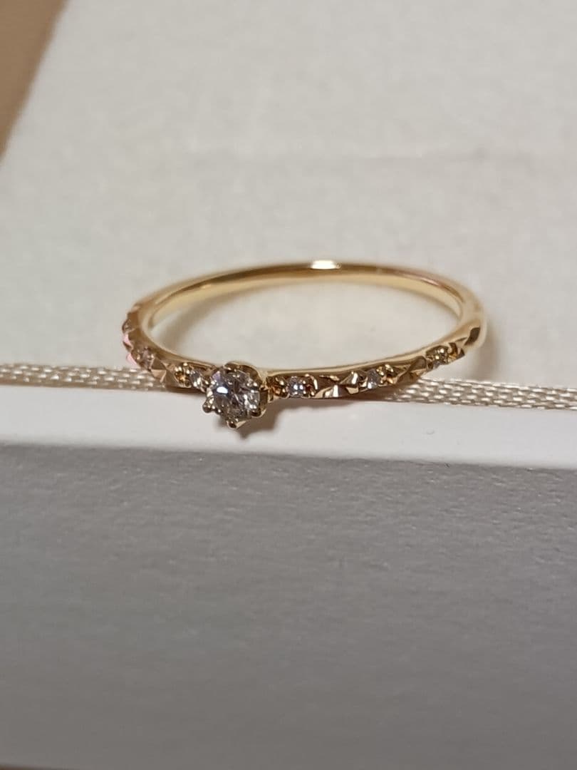 サマンサティアラ 18金 ゴールド ダイヤモンド カットデザイン リング 10号