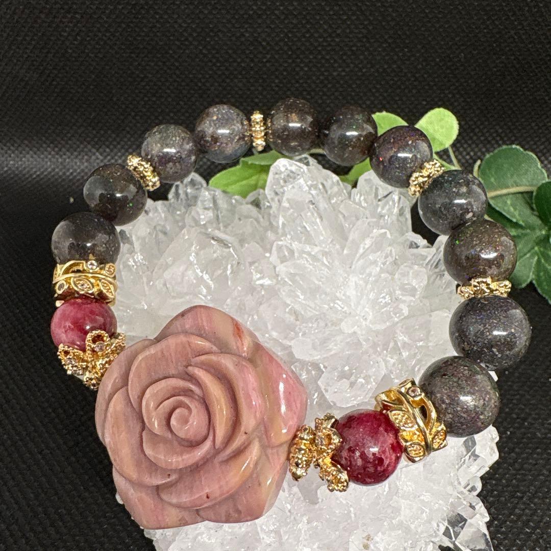 ＊やっちゃん様6/16＊マトリックスオパール　ロードナイト　薔薇　ブレスレット