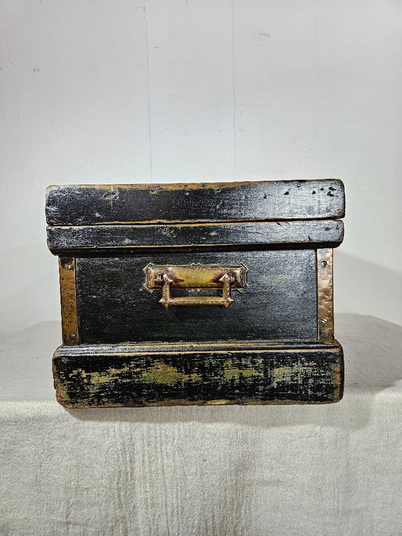 USアンティーク 古い旅行用のトランク 木箱 チェスト 木製 収納 古家具