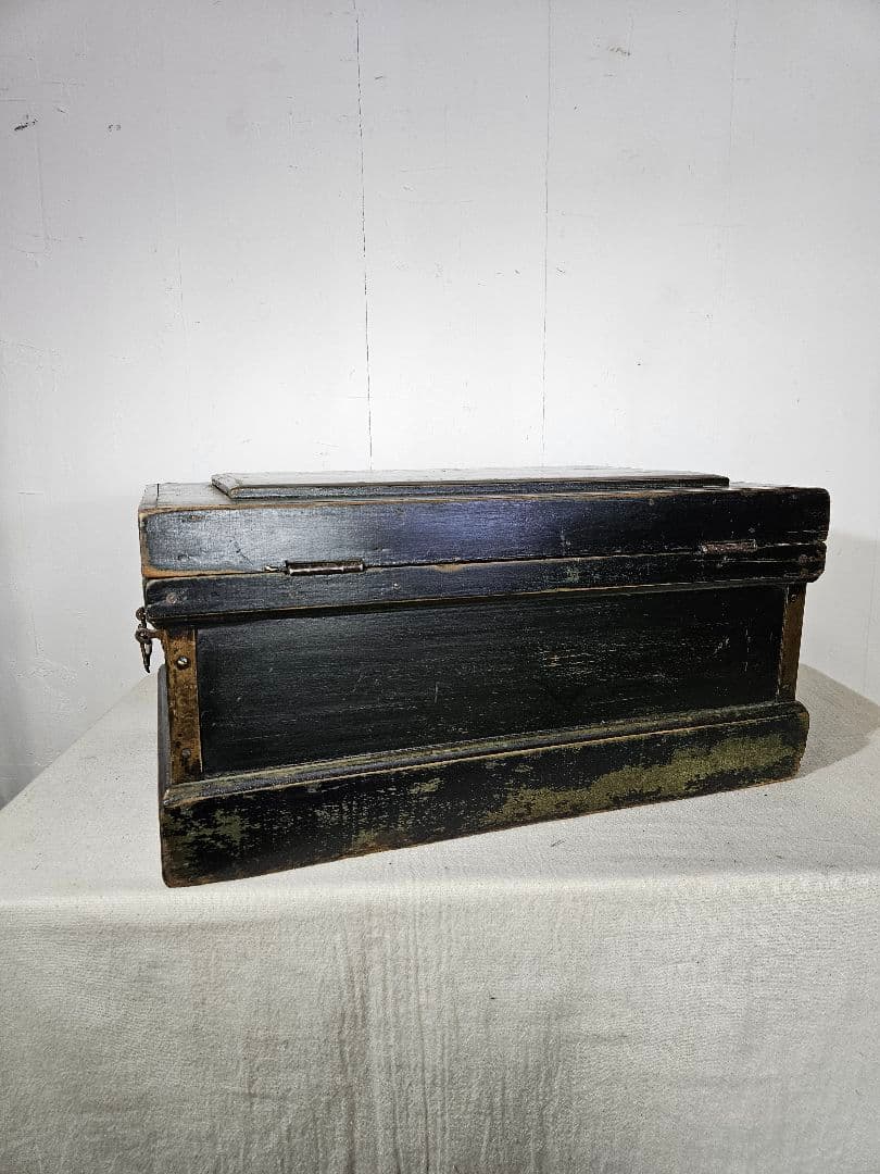 USアンティーク 古い旅行用のトランク 木箱 チェスト 木製 収納 古家具