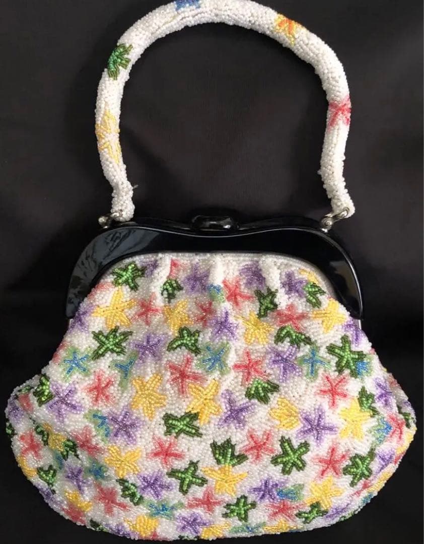 ビーズバッグ　がま口　昭和レトロ　ビンテージ　アンティーク ビーズ