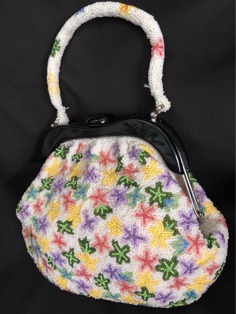 ビーズバッグ　がま口　昭和レトロ　ビンテージ　アンティーク ビーズ