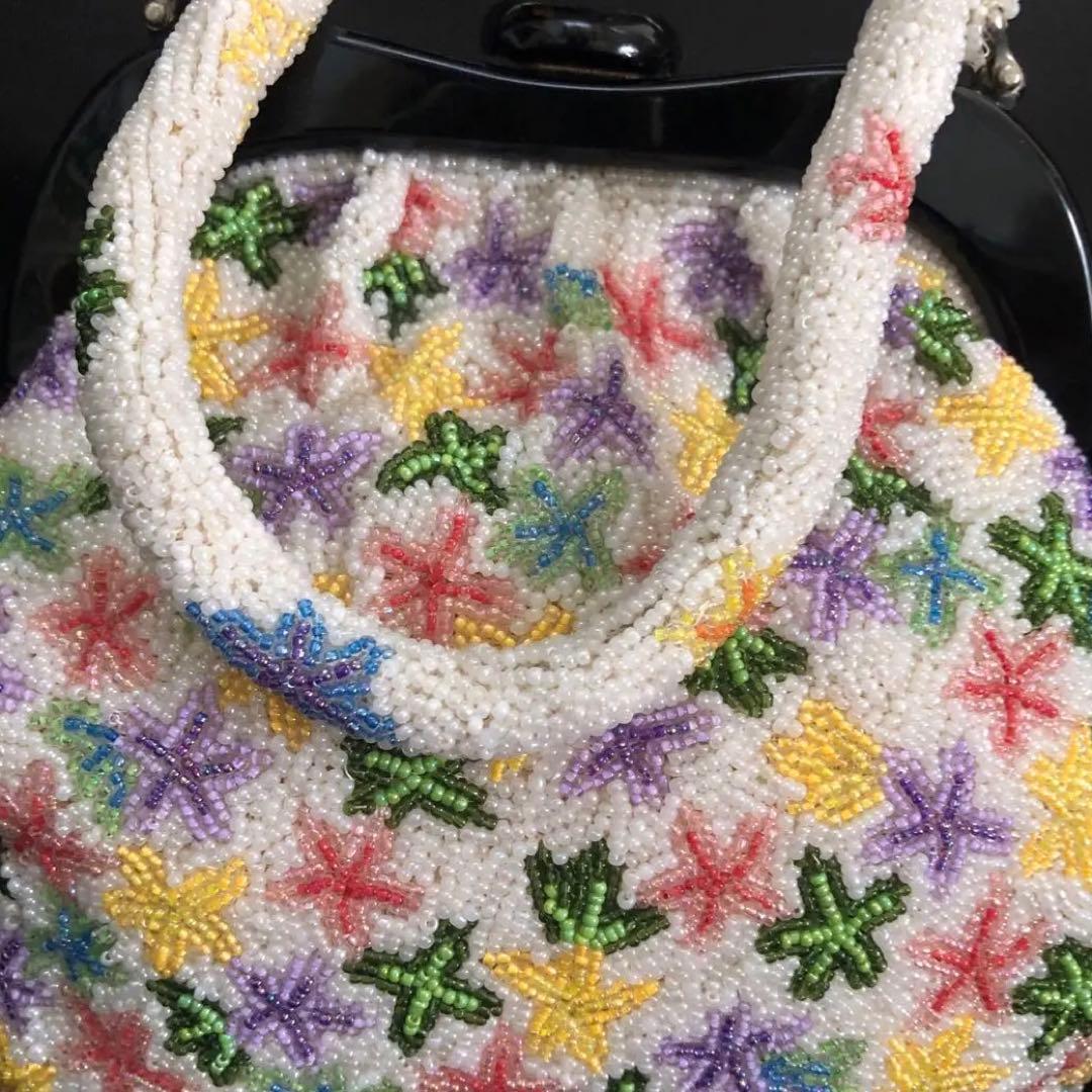 ビーズバッグ　がま口　昭和レトロ　ビンテージ　アンティーク ビーズ